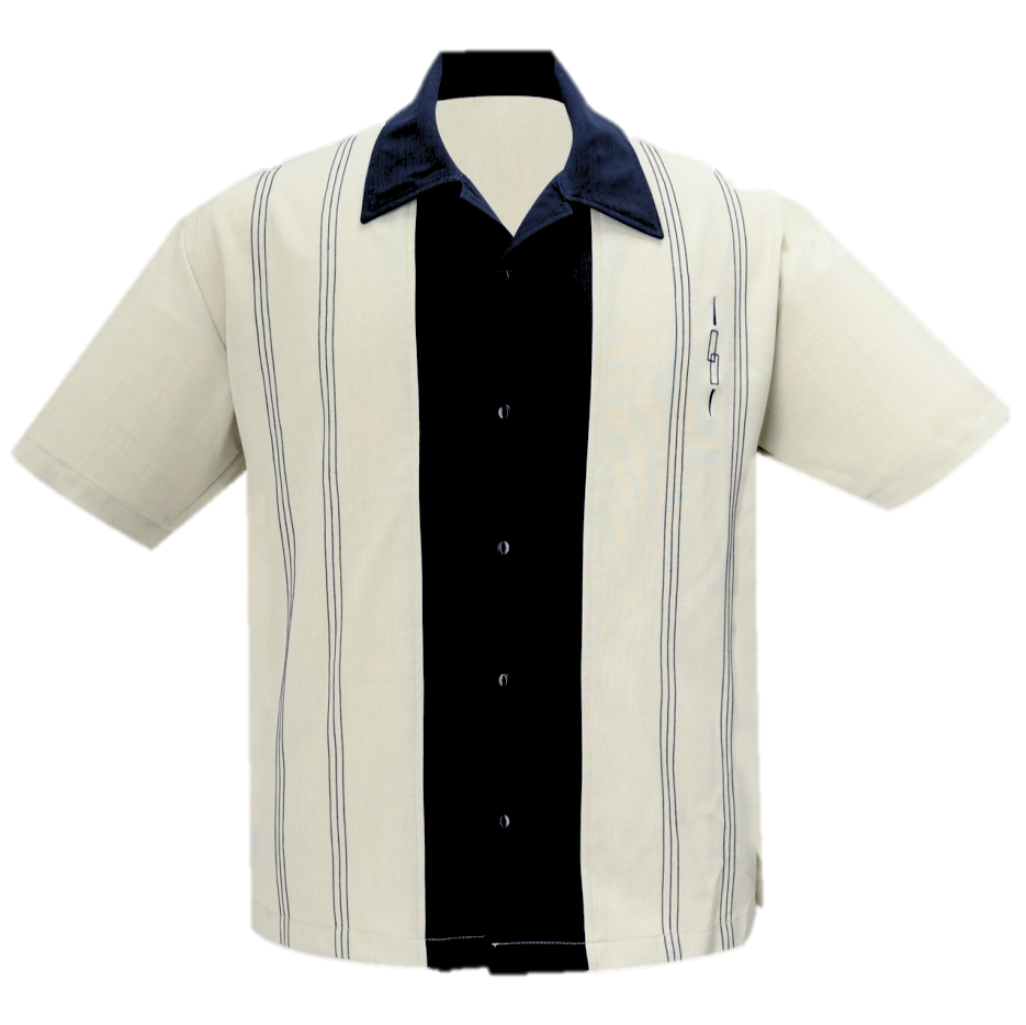 洋書 bowlling shirts Shop The Harper Bowling Shirt in Stone & Black | Steady Clothing