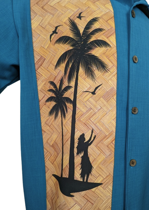 Hula Palm Bowling Shirt in Pacific