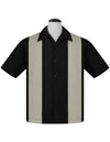 PopCheck Double Panel Bowling Shirt in Black/Stone