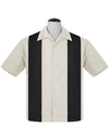 PopCheck Double Panel Bowling Shirt in Stone/Black