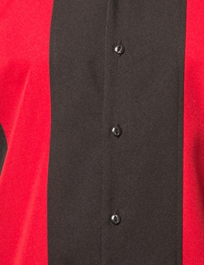 Poplin Double Panel Bowling Shirt in Black/Red