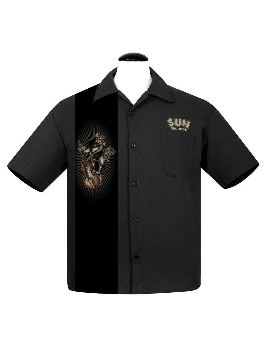 Shop Sun Roosterbilly Panel Bowling Shirt in Black Online | Steady