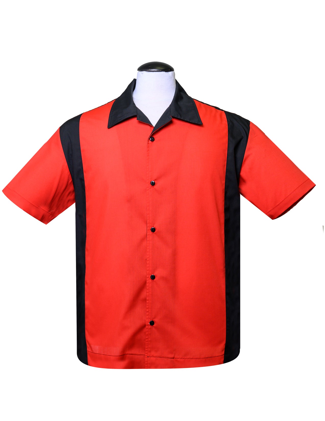 Shop Poly Cotton Garage Shirt in Black/Red | Steady Clothing