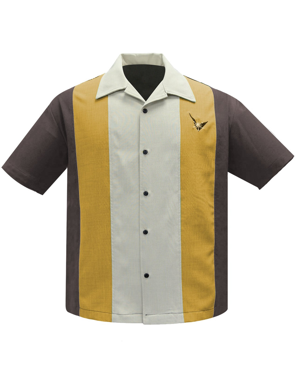 Atomic Brown & Yellow Bowling Shirt | Steady Clothing Small