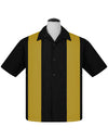 PopCheck Double Panel Bowling Shirt in Black/Mustard
