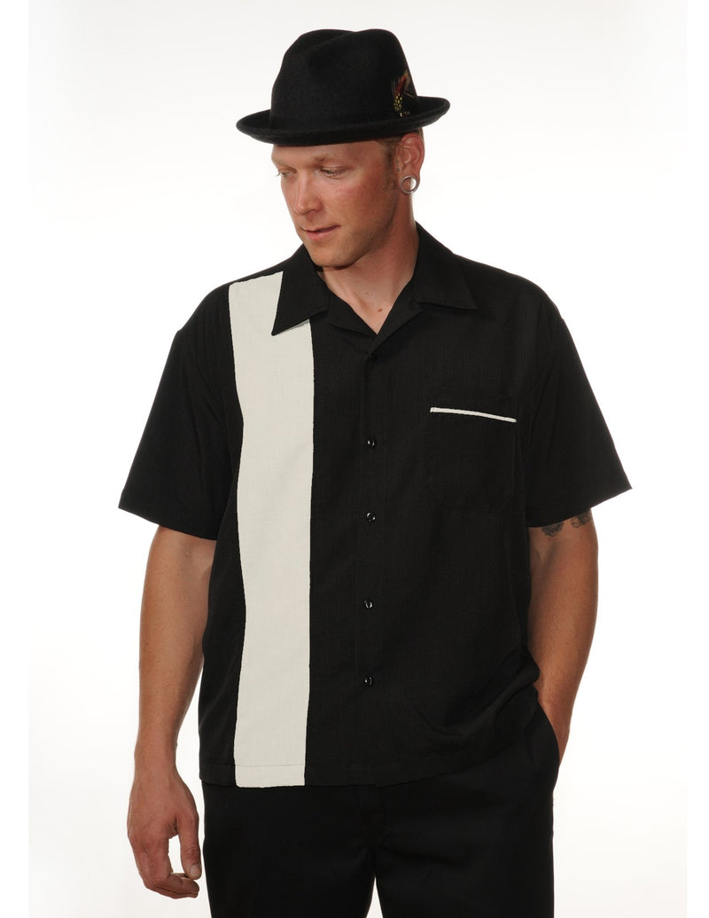 PopCheck Single Panel Bowling Shirt in Black/Cream