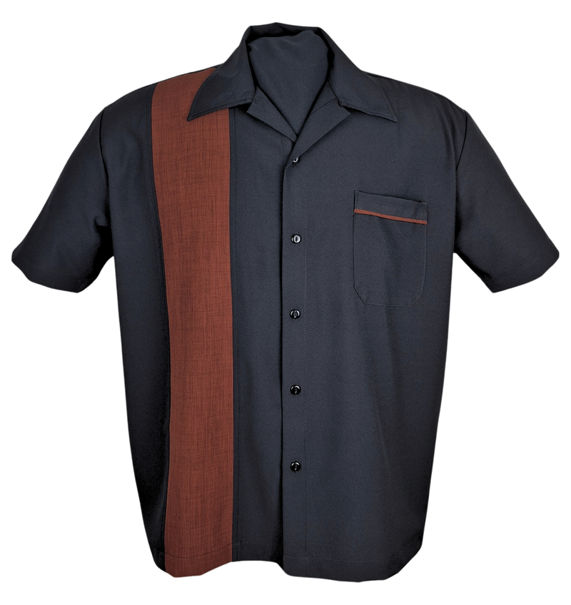 PopCheck Single Panel Bowling Shirt in Black/Rust