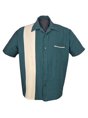 PopCheck Single Panel Bowling Shirt in Teal/Stone XL PopCheck Single Panel Bowling Shirt in Teal/Stone XL