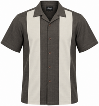 Chemise de bowling à double panneau PopCheck en café/pierre
