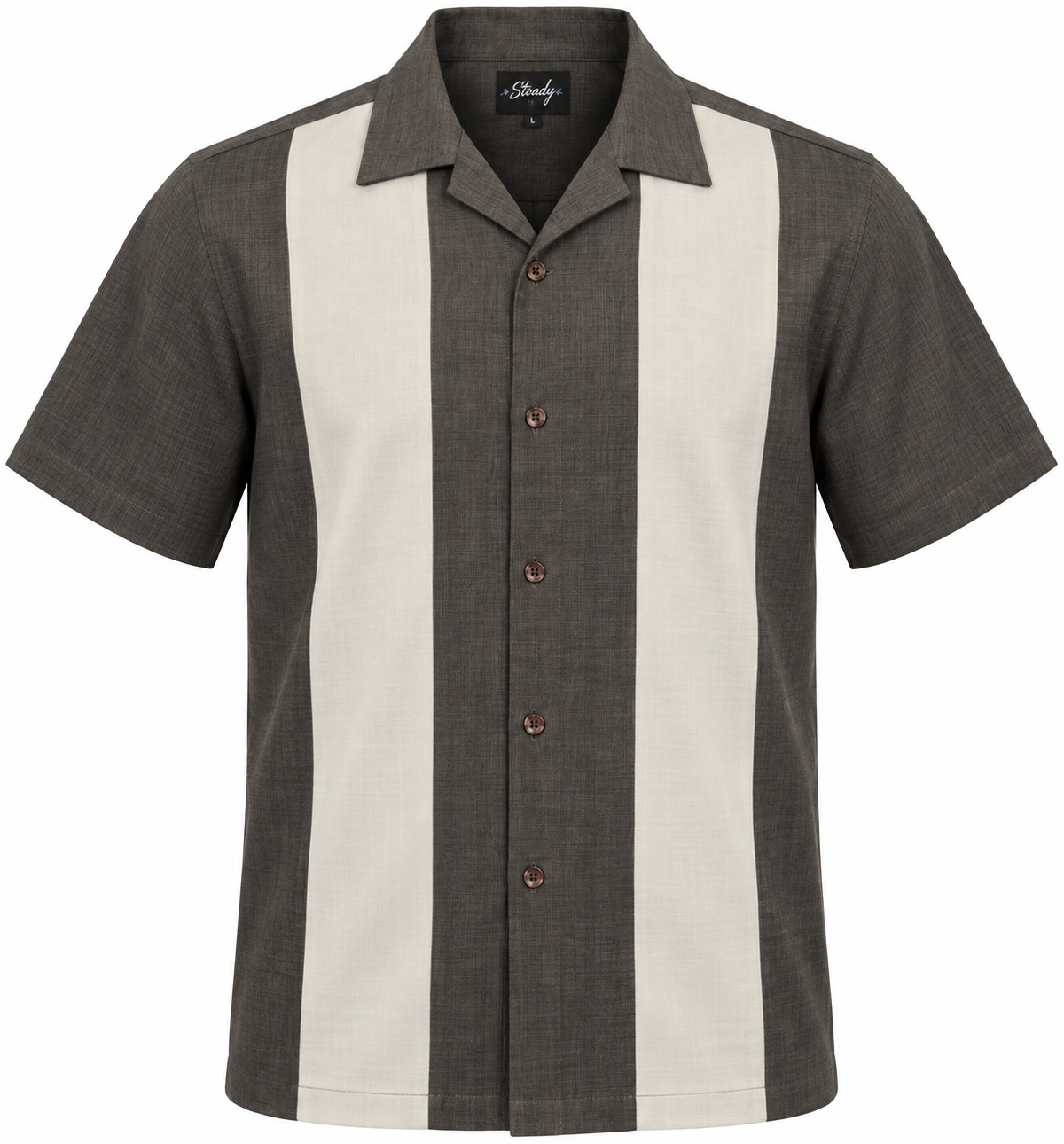 Chemise de bowling à double panneau PopCheck en café/pierre