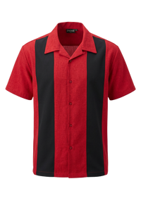 PopCheck Double Panel Bowling Shirt in Red/Black