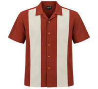 PopCheck Double Panel Bowling Shirt in Rust/Stone