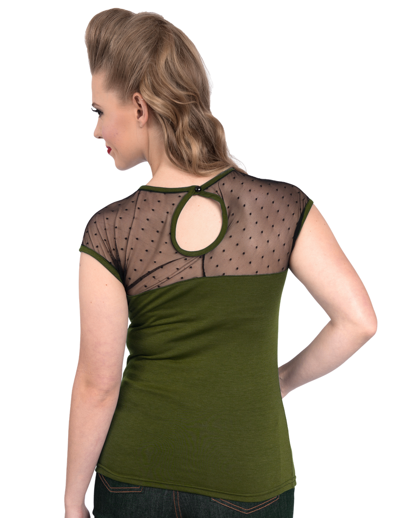 Miss Fancy Top in Olive/Black