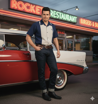 Contrast Crown Bowling Shirt in Navy & Sage