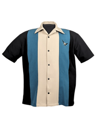 Atomic Mad Men Bowling Shirt in Black/Pacific/Stone