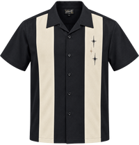 Three Star Panel Bowling Shirt in Black