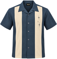 Three Star Panel Bowling Shirt in Denim
