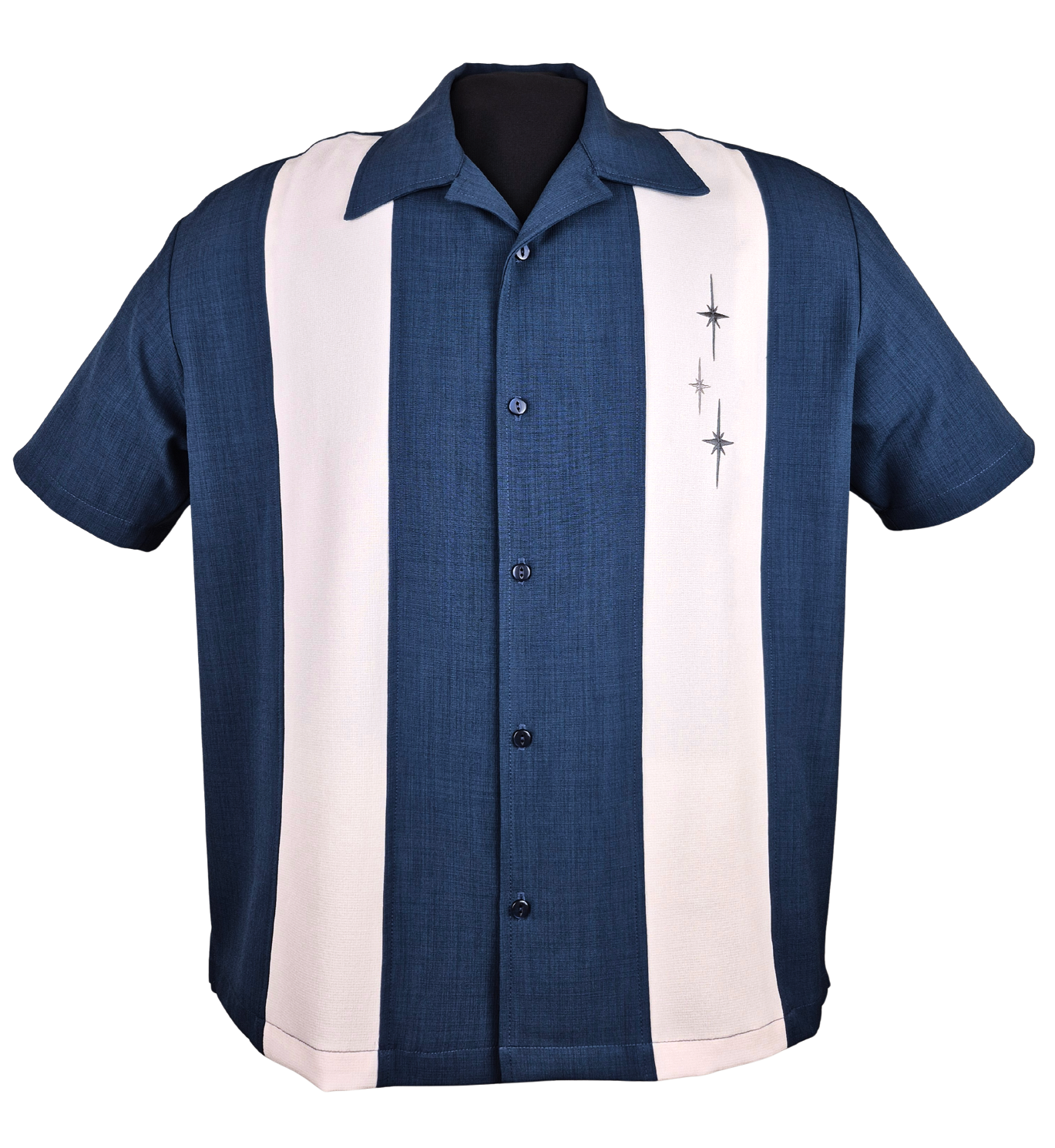 Shop Three Star Panel Bowling Shirt in Denim | Steady Clothing