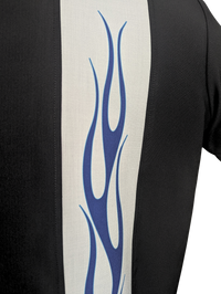 Flame N Hot Bowling Shirt in Black w/Silver/Blue