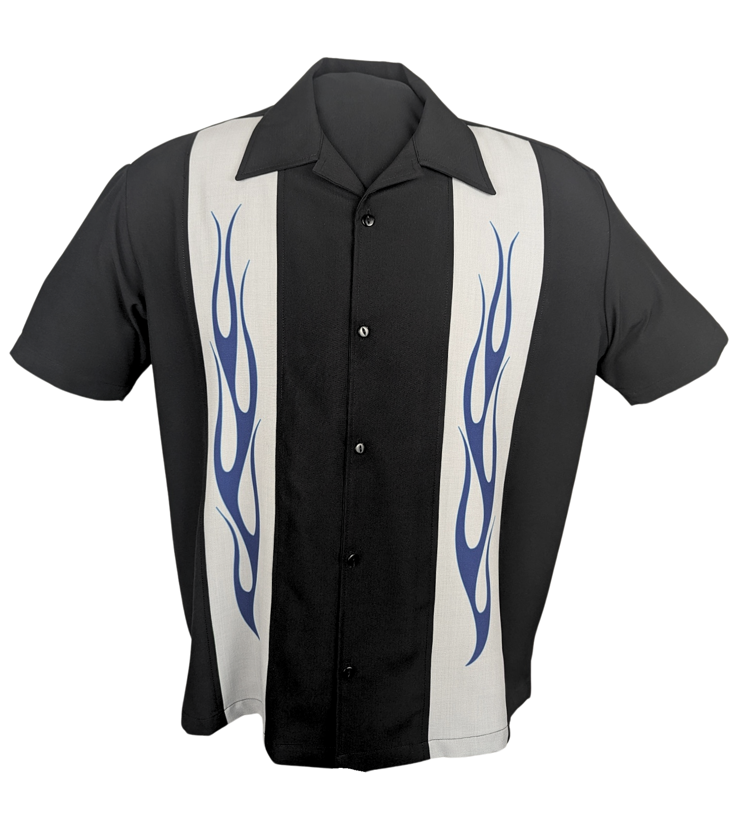 Men's Black Flame Bowling Shirt