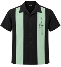 The Shake Down Bowling Shirt in Black/Mint