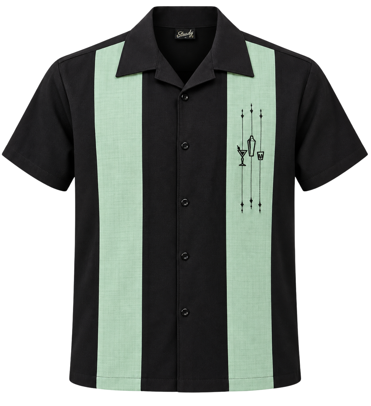 The Shake Down Bowling Shirt in Black/Mint