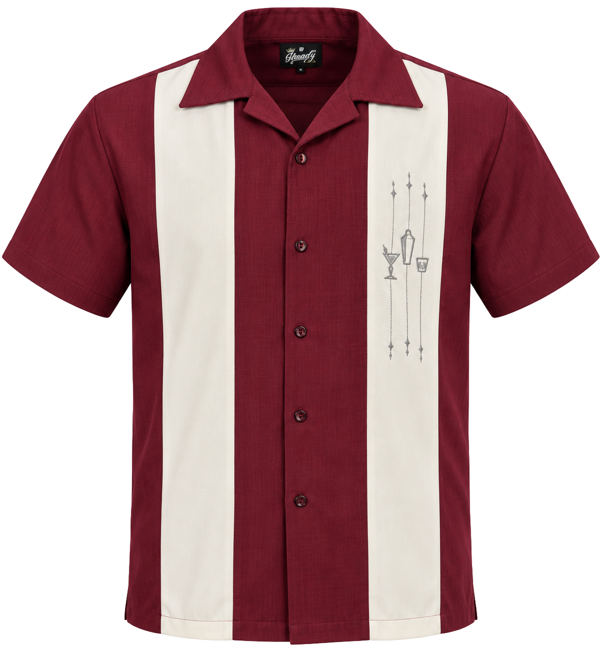 The Shake Down Bowling Shirt in Burgundy/Cream