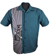 Hot Rod Burst Bowling Shirt in Teal