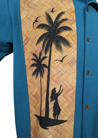 Hula Palm Bowling Shirt in Pacific