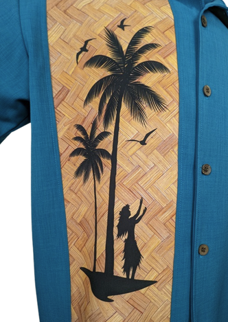 Hula Palm Bowling Shirt in Black