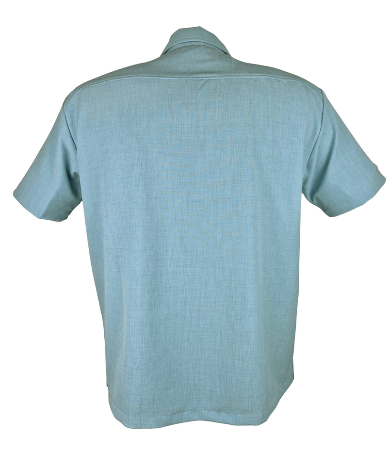 Mod Martini Panel Bowling Shirt in Aqua