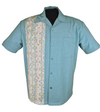 Mod Martini Panel Bowling Shirt in Aqua