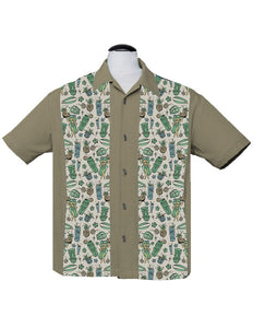Hula & Cocktails Bowling Shirt in Herb