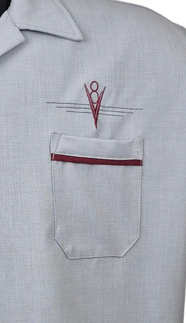 V8 Classic Bowling Shirt in Silver/Burgundy