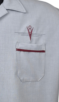 V8 Classic Bowling Shirt in Silver/Burgundy