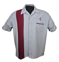 V8 Classic Bowling Shirt in Silver/Burgundy