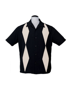 Diamond Duo Bowling Shirt in Black/Cream
