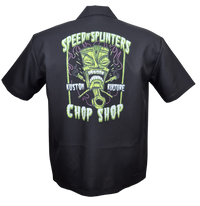 Chemise de bowling à panneau unique en popeline, noir/vert citron