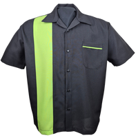 Chemise de bowling à panneau unique en popeline, noir/vert citron