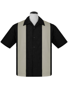 PopCheck Double Panel Bowling Shirt in Black/Stone