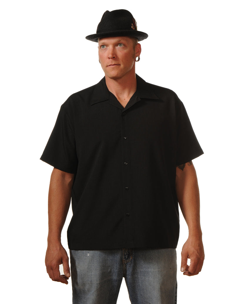 PopCheck Blank Bowling Shirt in Black
