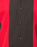 Poplin Double Panel Bowling Shirt in Black/Red