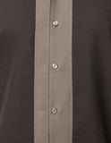 Poplin Wide Panel Bowling Shirt in Charcoal/Black