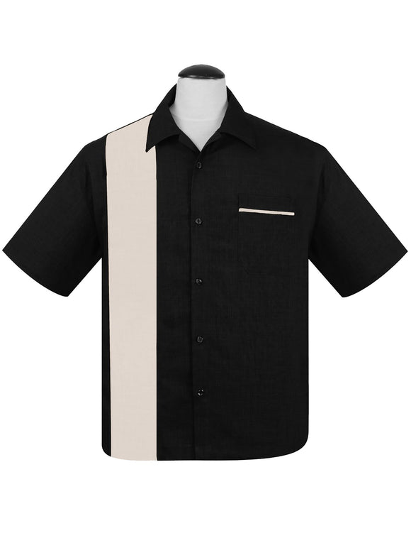 PopCheck Single Panel Bowling Shirt in Black/Cream