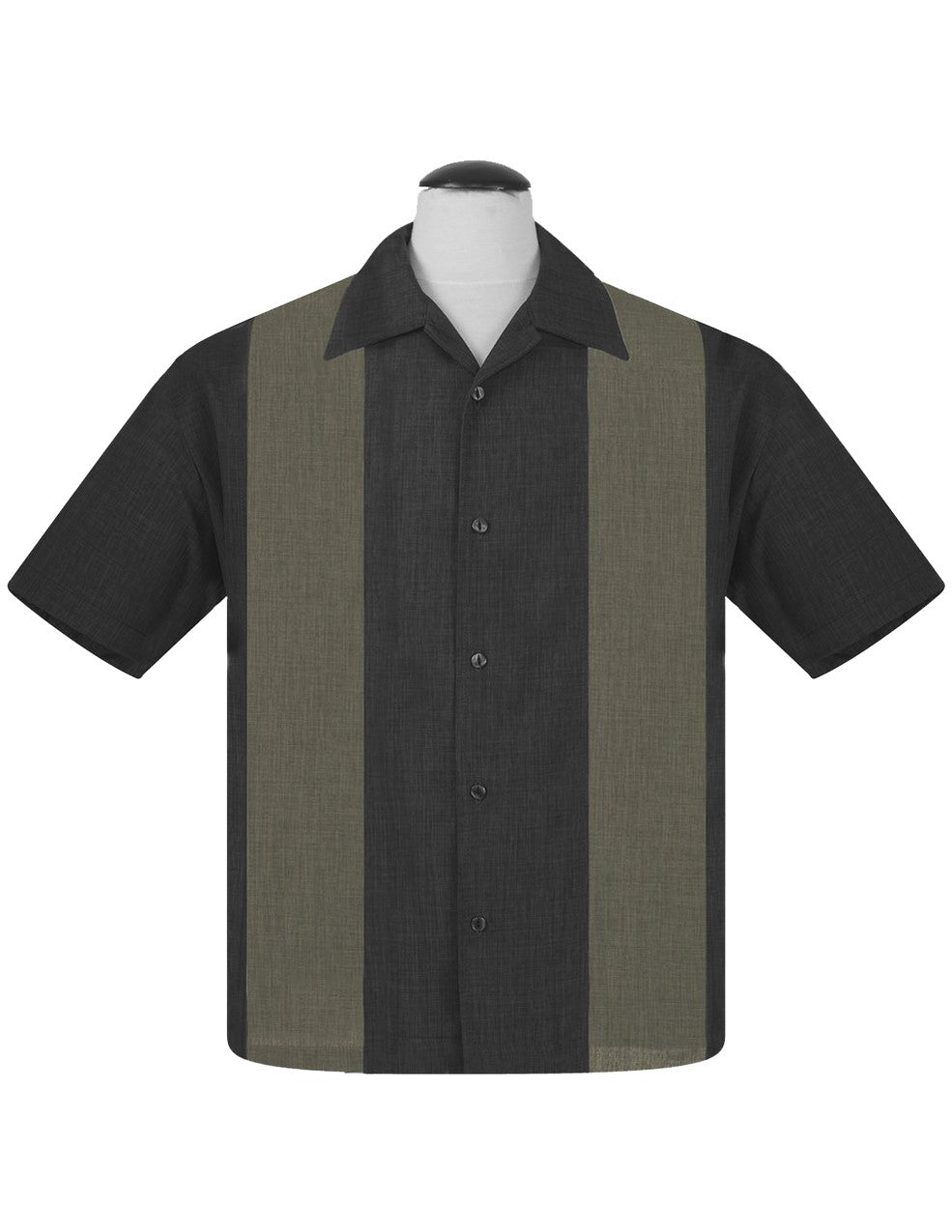 PopCheck Double Panel Bowling Shirt in Charcoal/Bamboo