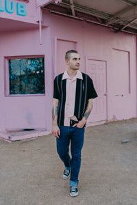 The Harper Bowling Shirt in Black & Pink