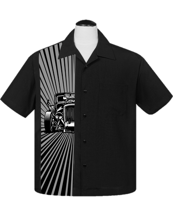 Shop Hot Rod Burst Bowling Shirt in Black | Steady Clothing Shop Hot Rod Burst Bowling Shirt in Black | Steady Clothing