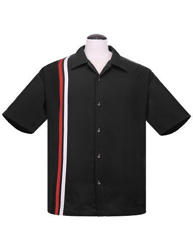 V8 Button Racer Button Up in Black