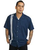 V8 Button Racer Button Up in Navy