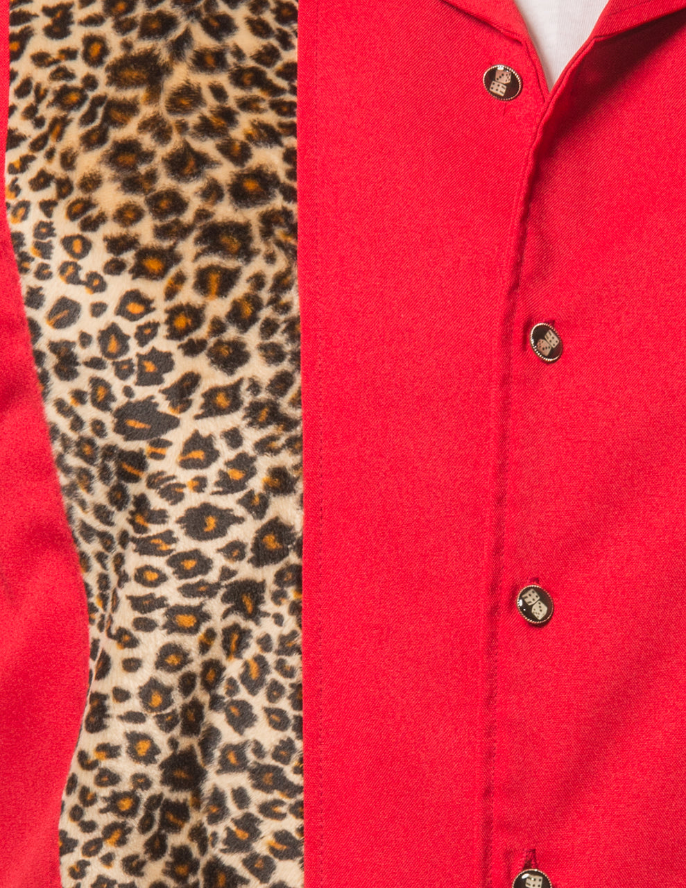 Leopard Panel Bowling Shirt in Red